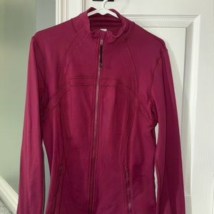 Lululemon Athletica Red Fitted Jacket with Zipper and Stand-Up Collar
